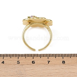 Verstellbare Manschettenringe aus Messing mit Mikropavé und Zirkonia für Damen&nbsp;RJEW-C139-10G