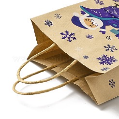 Bolsas de papel kraft con asas y estampado azul con temática navideña&nbsp;ABAG-B006-04D