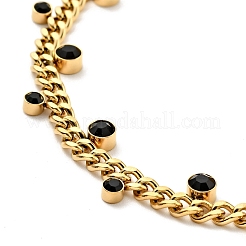 Collar de dijes de rhinestone con cadenas de eslabones&nbsp;NJEW-P229-19G-02