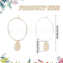 2 paio di orecchini pendenti a cerchio grandi in conchiglia naturale di 2 colori&nbsp;EJEW-FI0001-19
