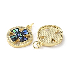 Pendenti in zirconi cubici trasparenti in micro pavè di ottone&nbsp;KK-C045-20G