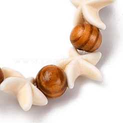 Strand Seestern gefärbt synthetische türkis Stretch-Armbänder&nbsp;BJEW-JB10289-02