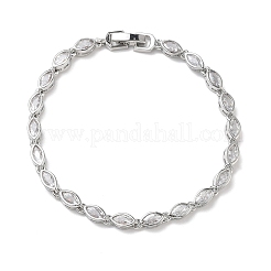 Armbänder aus Messing mit Pferdeaugenmuster und Mikropavé-Fassung aus klaren Zirkonia für Damen&nbsp;BJEW-C156-07B-P