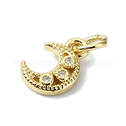 Breloques en laiton avec micro pavé de zircone cubique transparent sur le thème de la lune&nbsp;KK-H475-57G-03