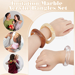 3 Stück Armreifen-Set aus Acryl in 3 Stilen mit Marmor-Imitation für Frauen&nbsp;BJEW-FI0001-11