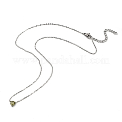 Halsketten aus 304 Edelstahl mit olivgrünem Zirkonia-Dreiecksanhänger für Damen&nbsp;NJEW-Z064-01P