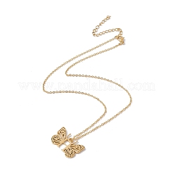 Lettera iniziale con collana pendente a farfalla&nbsp;NJEW-C026-01G-H
