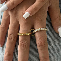Stapelbare Fingerringe aus Edelstahl mit Mikropflaster und klarem Zirkonia&nbsp;FS-WGF4BA8-03