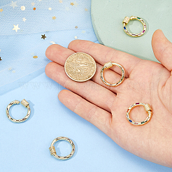 5 Stück Messing Micro Pave bunte Zirkonia Schraubkarabiner Verschluss Charms&nbsp;ZIRC-DC0001-39