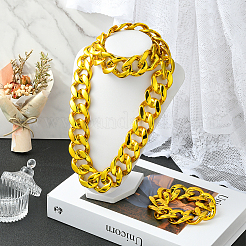 Ensemble de bijoux en acrylique avec colliers et bracelets à maillons cubains&nbsp;SJEW-SP0001-01G