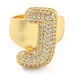 Bague en laiton avec micro pavé de zircone cubique transparente&nbsp;RJEW-M173-01G-J
