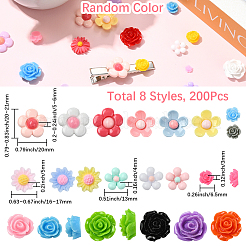 200 Stück 8 Stile undurchsichtige Harz-Decoden-Cabochons&nbsp;RESI-SP0001-32