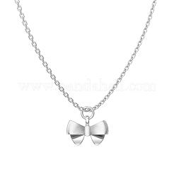 Halsketten mit Bowknot-Anhänger aus Sterlingsilber für Damen&nbsp;NJEW-F338-04S