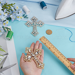 4 Stück 2 Farben Kreuz Hotfix Strass Applikationen&nbsp;DIY-FG0009-89
