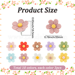 30 pz 10 puntine da disegno in resina a forma di fiore colorato&nbsp;AJEW-BM0001-03B