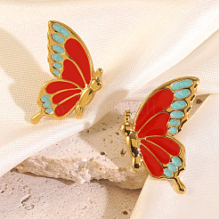 Pendientes de mariposa esmaltados de acero inoxidable 304&nbsp;EJEW-Z147-01G