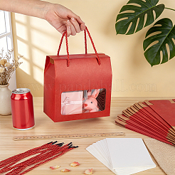 Scatole portaoggetti in carta con finestra in plastica e corda in poliestere&nbsp;CON-WH0017-06B