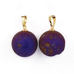 Electrochapa colgantes de ágata de geoda natural druzy&nbsp;G-L479-38C-G