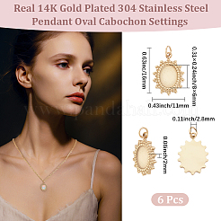 6 pz 304 ciondolo cabochon in acciaio inox&nbsp;STAS-BBC0010-57
