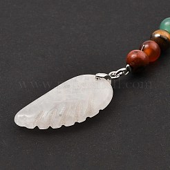 Natürlicher Quarzkristall-Feder-Schlüsselanhänger&nbsp;G-Z033-12P-02