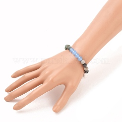 Bracelets extensibles en perles de pierres précieuses naturelles et synthétiques rondes&nbsp;BJEW-JB05596