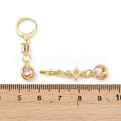 Orecchini a cerchio a stella in ottone con micro pavé di zirconi cubici&nbsp;EJEW-B154-03G