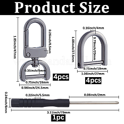 4pcs fermoirs à griffes de homard pivotants en alliage de zinc&nbsp;FIND-SP0005-65B