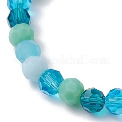 Braccialetti elasticizzati con perline rotonde sfaccettate in vetro&nbsp;BJEW-JB10057-01