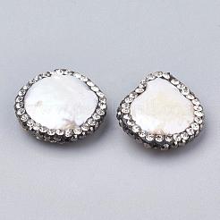 Flache runde Polymer Clay Strass natürliche Süßwasserschale Perlen&nbsp;SHEL-R010-08