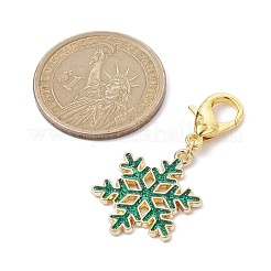 Décorations de pendentif en alliage d'émail de flocon de son de noël&nbsp;HJEW-JM01511