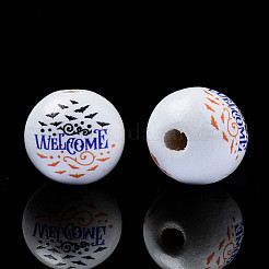 Perline di legno naturale stampate halloween&nbsp;X-WOOD-S057-091