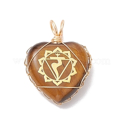 7 stücke 7 arten chakra natürliche tiger eye & sodalith & rot jaspis & quarz kristall & aventurin & amethyst & aventurin kupfer draht gewickelt herz anhänger&nbsp;PALLOY-JF03044