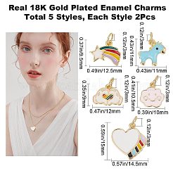 10 pièce 5 styles de breloques en laiton plaqué or 18 carats véritable&nbsp;FIND-CN0001-28