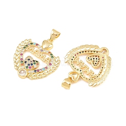 Pendentifs avec zircon cubiques à micro-pavés en laiton&nbsp;KK-D232-20G-07