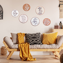 6 stücke böhmische thema holz flache eund mit blume wand-montiert&nbsp;DIY-WH0899-480