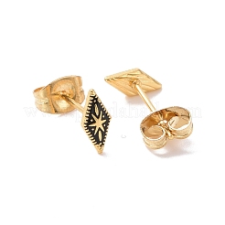 Pendientes de rombo esmaltado con estrella y pasadores de acero inoxidable quirúrgico 316L.&nbsp;EJEW-P204-02G-06