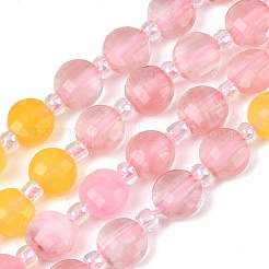 Hilos de cuentas de vidrio de cuarzo cereza y jade blanco natural teñido&nbsp;G-Z135-B01