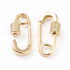 Messing Micro Pave klare Zirkonia Schraube Karabiner Schloss Charms&nbsp;X-ZIRC-L093-51G