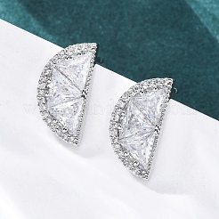Latón micro pave aretes de circonita cúbica transparente&nbsp;EJEW-Q015-15P