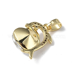Colgantes de circonio cúbico transparente micro pavé de latón chapado en oro real de 18k&nbsp;KK-C015-22G-17