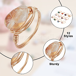 12 anello con pietre preziose naturali&nbsp;RJEW-HY00004