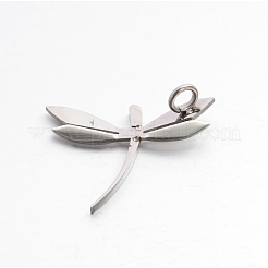 304 Edelstahl Strass 3d Libelle Mini Anhänger&nbsp;LS-STAS-E090-77P