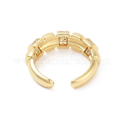 Offener mehrschichtiger Manschettenring aus Messing mit Mikropflaster und klarem Zirkonia für Damen&nbsp;LS-RJEW-Z055-01G-02