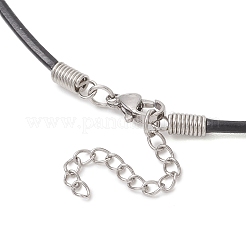 Halsketten mit Pferdeanhänger aus Metalllegierung und schwarzem Rindslederband für Damen&nbsp;NJEW-JN05873