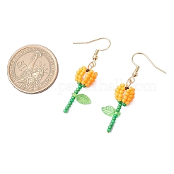 Boucles d'oreilles pendantes en forme de fleur avec perles de rocaille rondes en verre de qualité A&nbsp;EJEW-MZ00451-02