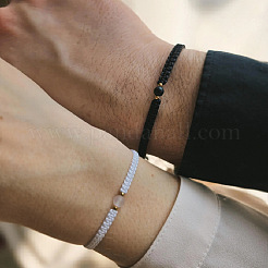 2 Stück 2 Farben Narutal Edelstein runde Perlen geflochtene Armbänder&nbsp;QV7092