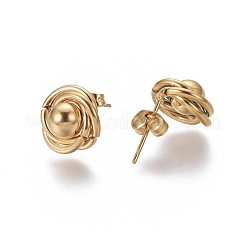 Pendientes de botón de acero inoxidable 304&nbsp;EJEW-L241-01B