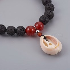 Bracciali elasticizzati in conchiglia cipria&nbsp;BJEW-JB04088-02