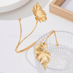 Bracelets manchettes ajustables en alliage à motif de feuille pour femmes&nbsp;WG0B50C-01