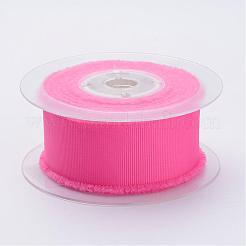 Rubans gros-grain effilochés en polyester&nbsp;ORIB-N0002-16mm-09